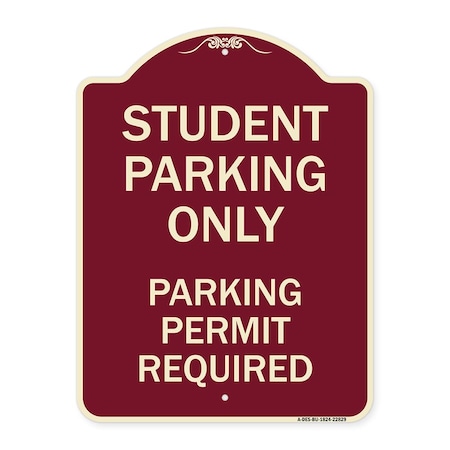 Signmission Student Parking Parking Permit Required Heavy-Gauge Aluminum Sign, 24" x 18", BU-1824-22829 A-DES-BU-1824-22829